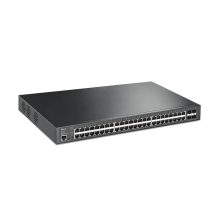 Switch gestionado L2+ TP-Link JetStream TL-SG3452XP, con 48 puertos Gigabit Ethernet y capacidad PoE, en color negro