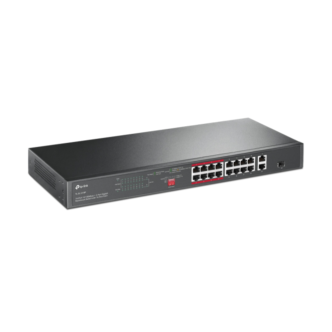 TP-Link TL-SL1218P switch No administrado Gigabit Ethernet (10/100/1000) Energía sobre Ethernet (PoE) 1U Negro 2 TP-Link TL-SL1218P switch no administrado Gigabit Ethernet PoE montaje en rack