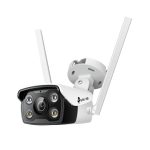 Imagen de la cámara de seguridad IP TP-Link VIGI C340-W, diseñada para exteriores, con resolución 2560 x 1440 píxeles, ideal para montaje en techo o pared. SKU: VIGI C340-W(4mm)
