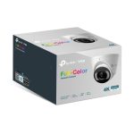 Cámara de seguridad IP TP-Link VIGI C485 con resolución de 3840 x 2160 píxeles, modelo VIGI C485(4mm), montada en techo para uso exterior.