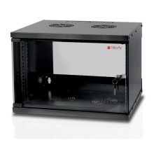 Armario rack Techly 6U de pared en color negro, modelo I-CASE EL-1006B32, con diseño robusto y elegante para equipos de red.