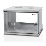 Techly I-CASE EL-1009G45, armario rack 9U de pared en color gris, perfecto para organizar equipos de red y telecomunicaciones