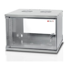 Techly I-CASE EL-1009G45, armario rack 9U de pared en color gris, perfecto para organizar equipos de red y telecomunicaciones