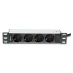 Techly I-CASE M10-4D unidad de distribución de energía (PDU) con 4 salidas AC, 1U de altura en negro y plata. SKU: I-CASE M10-4D