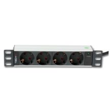 Techly I-CASE M10-4D unidad de distribución de energía (PDU) con 4 salidas AC, 1U de altura en negro y plata. SKU: I-CASE M10-4D