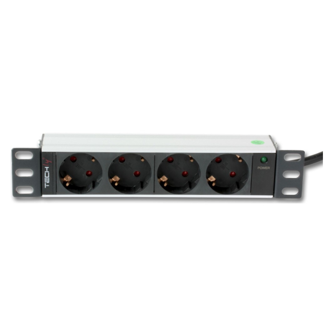 Techly PDU 4 Salidas AC 1U Negro Plata Techly I-CASE M10-4D unidad de distribución de energía (PDU) con 4 salidas AC, 1U de altura en negro y plata. SKU: I-CASE M10-4D