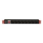 Unidad de distribución de energía Techly I-CASE STRIP-18C20 con 8 salidas AC en 1U, color negro y rojo, SKU I-CASE STRIP-18C20