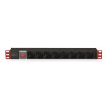 Unidad de distribución de energía Techly I-CASE STRIP-18C20 con 8 salidas AC en 1U, color negro y rojo, SKU I-CASE STRIP-18C20