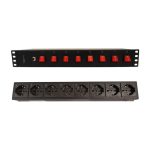 Techly I-CASE STRIP-815I, unidad de distribución de energía (PDU) con 8 salidas AC en color negro, tamaño 1.5U