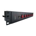 Techly I-CASE STRIP-815I, unidad de distribución de energía (PDU) con 8 salidas AC en color negro, tamaño 1.5U