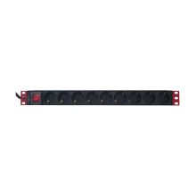 Unidad de distribución de energía Techly I-CASE STRIP-91UD con 9 salidas AC 1U en colores negro y rojo, SKU I-CASE STRIP-91UD