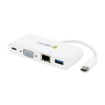 Imagen de la base para portátil y replicador de puertos USB C en color blanco, modelo Techly IADAP USB31-DOCK2.