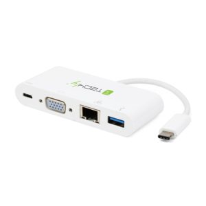 Imagen de la base para portátil y replicador de puertos USB C en color blanco, modelo Techly IADAP USB31-DOCK2.