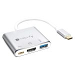 Techly IADAP USB31-HDMIPTY, base para portátil alámbrico con replicador de puertos, USB 3.2 Gen 1 Type-C en color plata