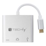 Techly IADAP USB31-HDMIPTY, base para portátil alámbrico con replicador de puertos, USB 3.2 Gen 1 Type-C en color plata