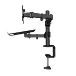 Vista del soporte para monitor marca Techly, modelo ICA-LCD 174NB, compatible con monitores de hasta 32 pulgadas, en color negro