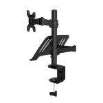 Vista del soporte para monitor marca Techly, modelo ICA-LCD 174NB, compatible con monitores de hasta 32 pulgadas, en color negro