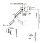 Soporte para monitor de escritorio gris Techly ICA-LCD 3712, adecuado para pantallas de 32 pulgadas, SKU ICA-LCD 3712
