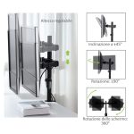 Soporte para monitor negro Techly ICA-LCD 482-D, ajustable para monitores de 27 pulgadas, para escritorio, SKU ICA-LCD 482-D