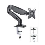 Soporte para monitor Techly ICA-LCD 514 de 27 pulgadas en color negro, diseñado para escritorio.