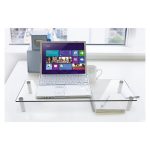 Soporte para monitor de escritorio Techly ICA-MS 461, transparente, ajustable para monitores de hasta 32 pulgadas