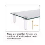 Soporte para monitor de escritorio Techly ICA-MS 461, transparente, ajustable para monitores de hasta 32 pulgadas