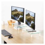 Soporte para monitor de escritorio Techly ICA-MS 461, transparente, ajustable para monitores de hasta 32 pulgadas