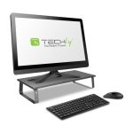 Soporte para monitor de escritorio Techly ICA-MS 600TY en color negro con capacidad de ajuste de altura y manejo de cables, SKU ICA-MS 600TY