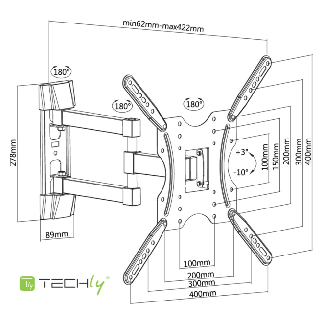 Techly ICA-PLB 136E soporte para TV 139,7 cm (55″) Negro 2 Soporte TV ajustable Techly ICA-PLB 136E