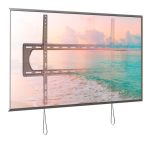 Soporte para TV Techly ICA-PLB 369F en color negro, con altura ajustable de hasta 3,05 metros para pantallas de 120 pulgadas.