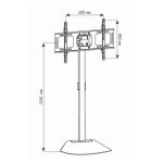 Soporte para TV Techly ICA-TR12 de 70 pulgadas, color negro, ajuste de altura, SKU ICA-TR12