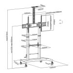 Soporte negro Techly ICA-TR36 para pantalla de señalización de 100 pulgadas, ideal para pantallas grandes. SKU: ICA-TR36