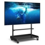 Soporte para TV Techly ICA-TR701, diseñado para televisores de hasta 86 pulgadas, altura de 2,18 metros, color negro. SKU: ICA-TR701