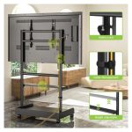 Soporte para TV Techly ICA-TR701, diseñado para televisores de hasta 86 pulgadas, altura de 2,18 metros, color negro. SKU: ICA-TR701