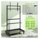 Soporte para TV Techly ICA-TR701, diseñado para televisores de hasta 86 pulgadas, altura de 2,18 metros, color negro. SKU: ICA-TR701