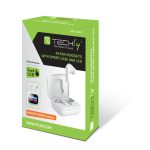 Vista de los auriculares Techly True Wireless Stereo modelo ICC SB-BLT08W de color blanco, ideales para llamadas y música