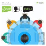 Micrófono Techly ICC SH-21 negro diseñado para conferencias y reuniones, SKU ICC SH-21