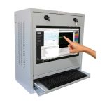 Vista frontal del armario rack de pared Techly Gris modelo ICRLIM10SV con una capacidad de 10U