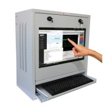 Vista frontal del armario rack de pared Techly Gris modelo ICRLIM10SV con una capacidad de 10U