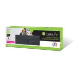 Techly teclado inalámbrico para hogar u oficina, modelo ICTWC006-US, con diseño QWERTY en inglés y color negro