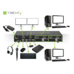 Techly IDATA DP-KVM2 interruptor KVM negro con capacidad de gestión para dos monitores y conexión DisplayPort, SKU IDATA DP-KVM2