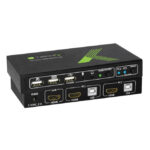 Interruptor KVM Techly 2x1 USB HDMI con resolución 4Kx2K, modelo IDATA KVM-HDMI2U en color negro
