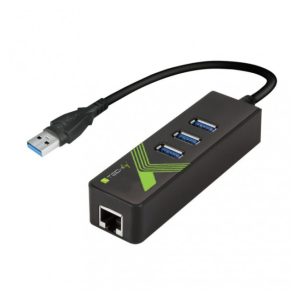 Techly base para portátil y replicador de puertos USB 3.2 Gen 1 Type-A negro, IDATA USB-ETGIGA-3U2