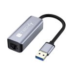 Base para portátil Techly con replicador de puertos alámbrico USB 3.2 Gen 1 Type-A en color negro y plata, SKU IDATA USB-ETGIGA-AA