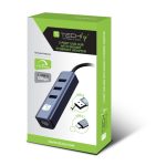 Base para portátil Techly IDATA USB-ETGIGA3AA con replicador de puertos alámbrico USB 3.2 Gen 1 Type-A en colores negro y plata.