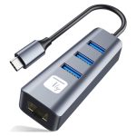 Techly IDATA USB-ETGIGA3CA base para portátil y replicador de puertos alámbrico con USB 3.2 Gen 1 Type-A y Type-C en color negro y plata, SKU IDATA USB-ETGIGA3CA