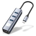 Techly IDATA USB-ETGIGA3CA base para portátil y replicador de puertos alámbrico con USB 3.2 Gen 1 Type-A y Type-C en color negro y plata, SKU IDATA USB-ETGIGA3CA