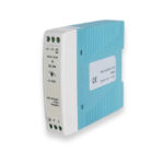 Imagen del adaptador e inversor de corriente Teltonika PR3PDNP0, con potencia de 20 W y colores azul y blanco.