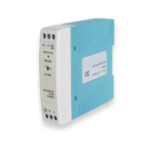 Imagen del adaptador e inversor de corriente Teltonika PR3PDNP0, con potencia de 20 W y colores azul y blanco.