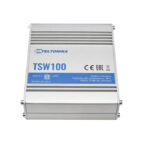 Switch Teltonika TSW100 con soporte para Gigabit Ethernet y PoE, color azul metálico, SKU TSW100000000